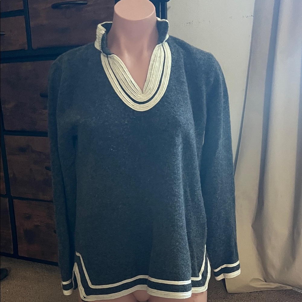 #143 Gray Sweater with White Trim